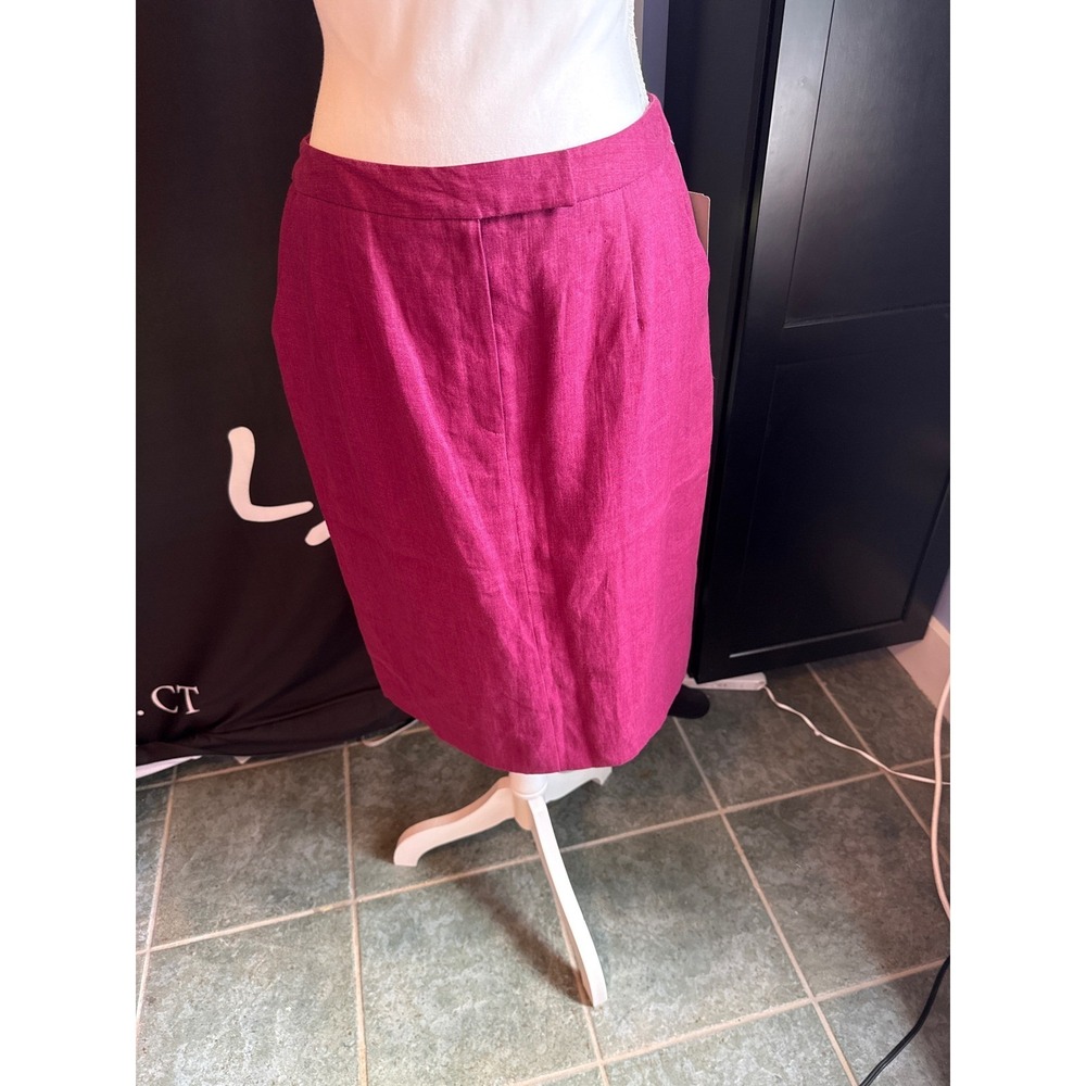 Jones New York Mulberry Pink 100% Linen Lined Pencil Skirt Size 10 NWT